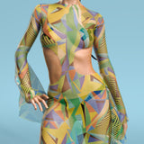 Jade Behemoth Mesh Side-Cutout Long Dress