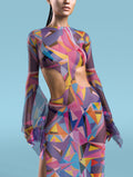 Violet Behemoth Mesh Side-Cutout Long Dress