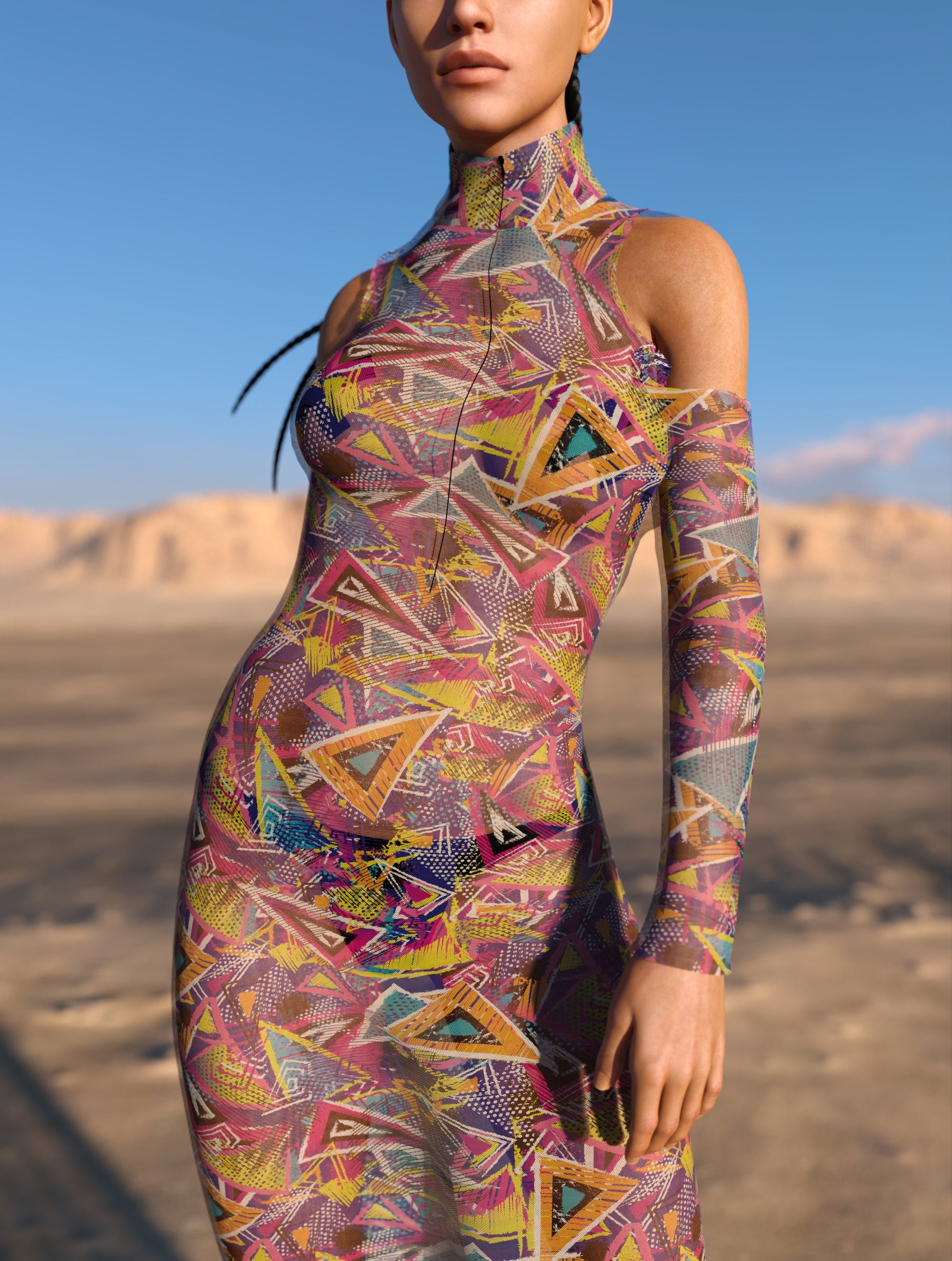 Elysium Mesh Bare Shoulder Long Dress 1