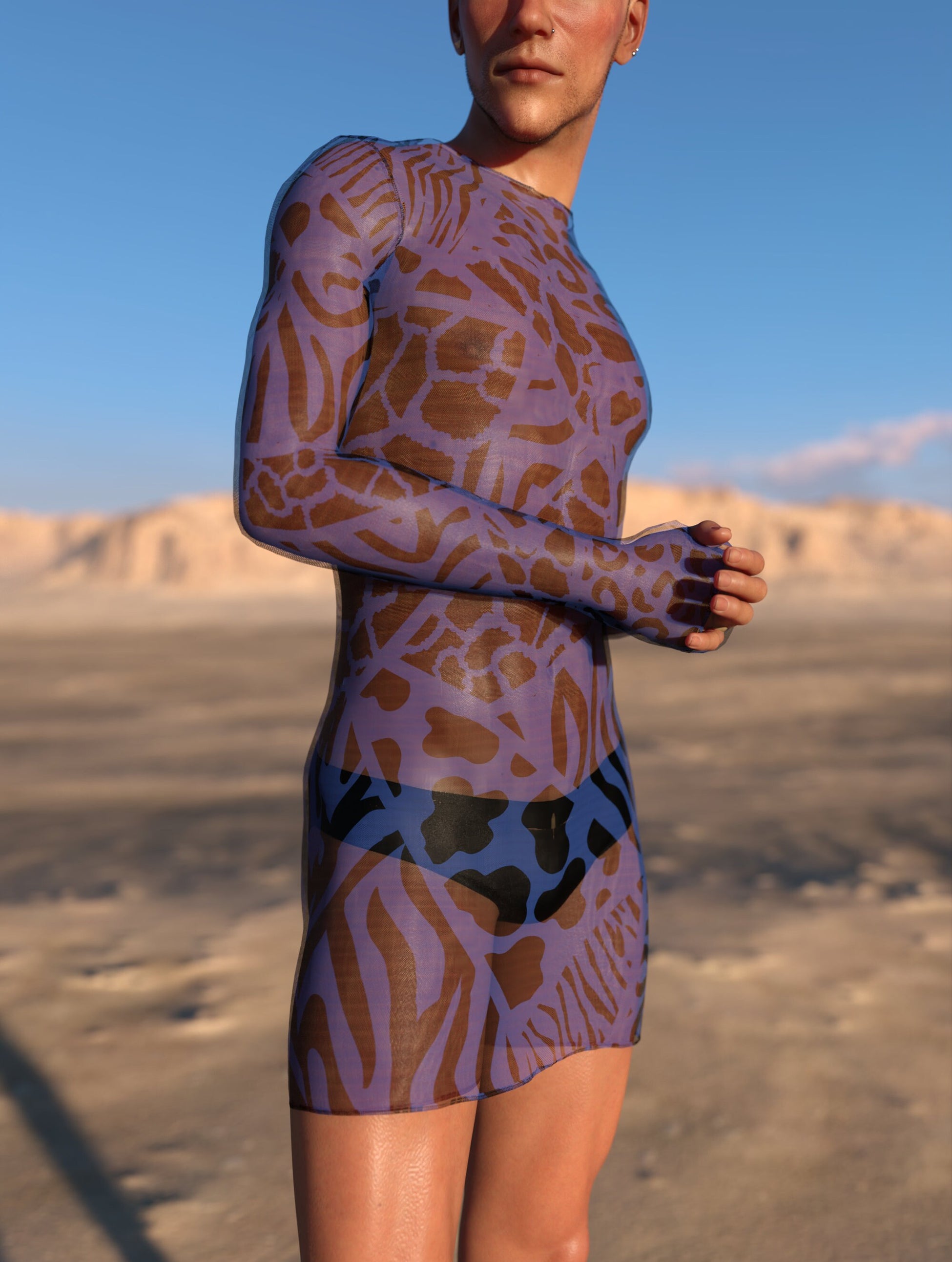 Dark Wilderness Mesh Male Short Dress 1