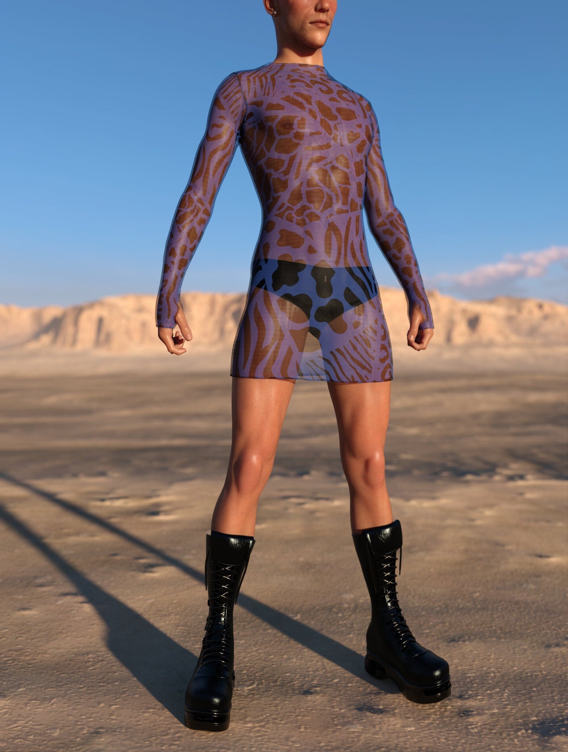 Dark Wilderness Mesh Male Short Dress 2