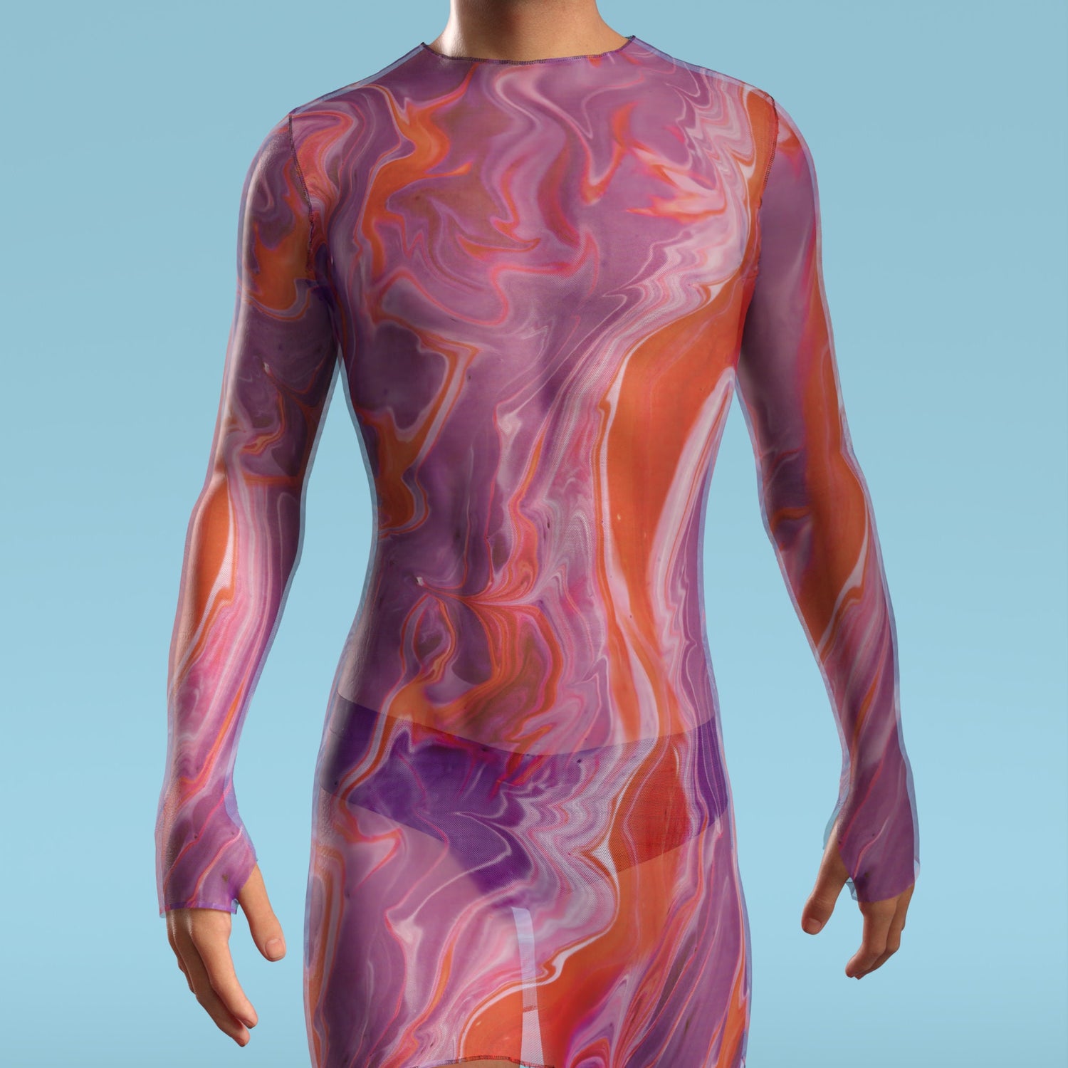 High Rise Mesh Male Short Dress Mesh