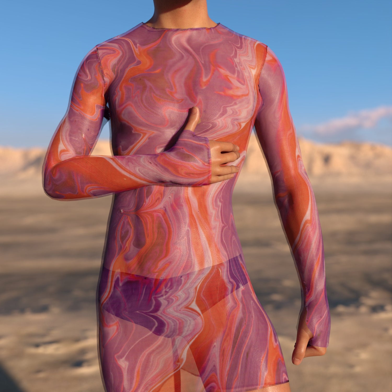 High Rise Mesh Male Short Dress