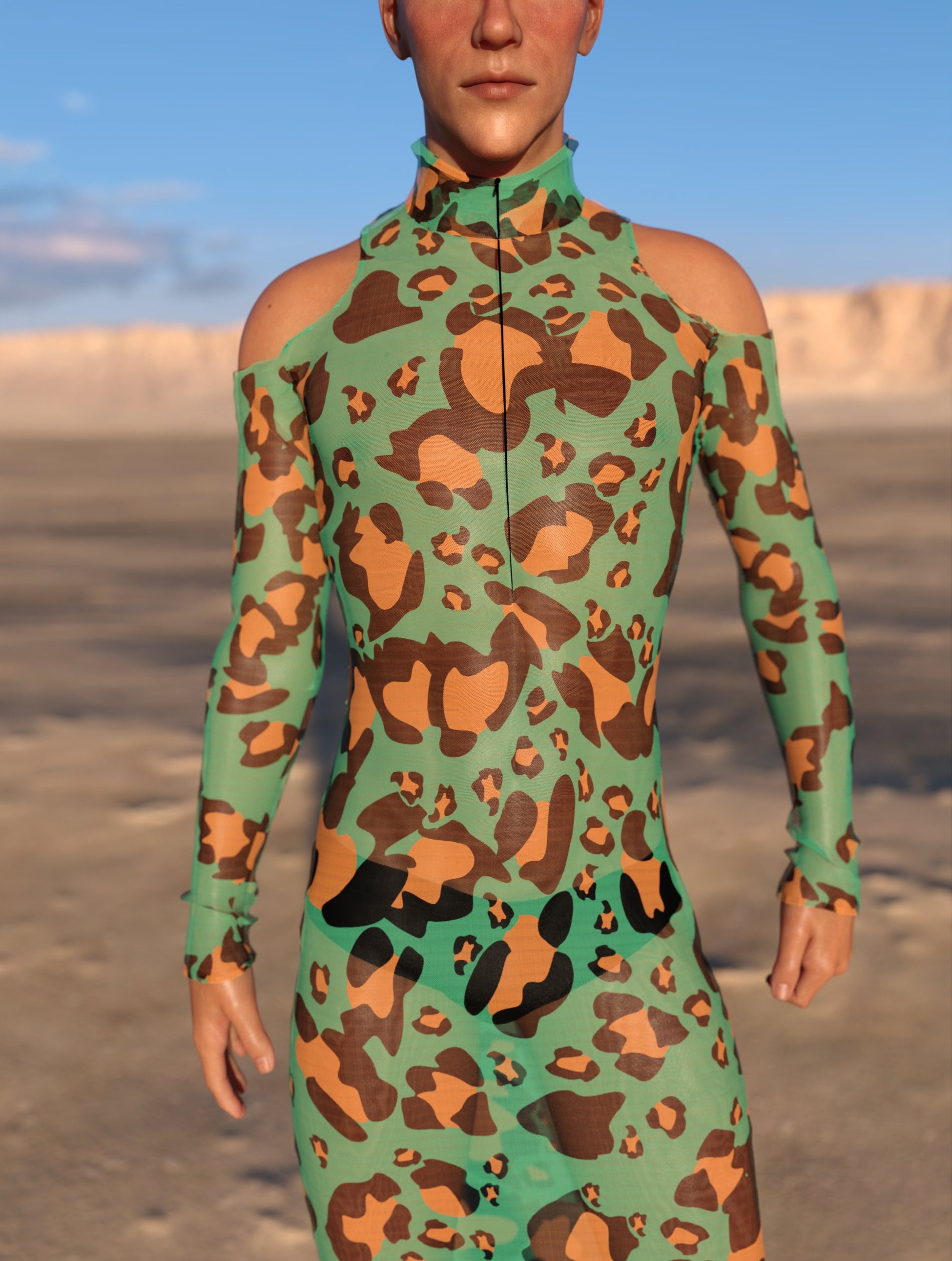 Fever Mesh Male Bare Shoulder Dress 1