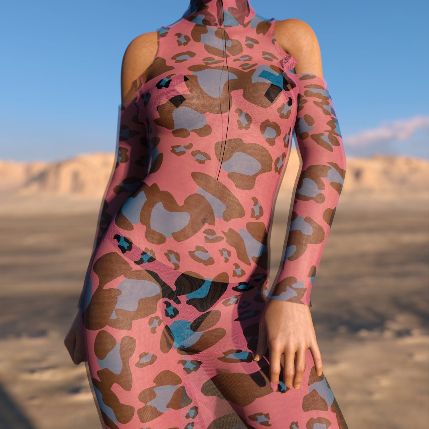 Feral Mesh Bare Shoulder Long Dress