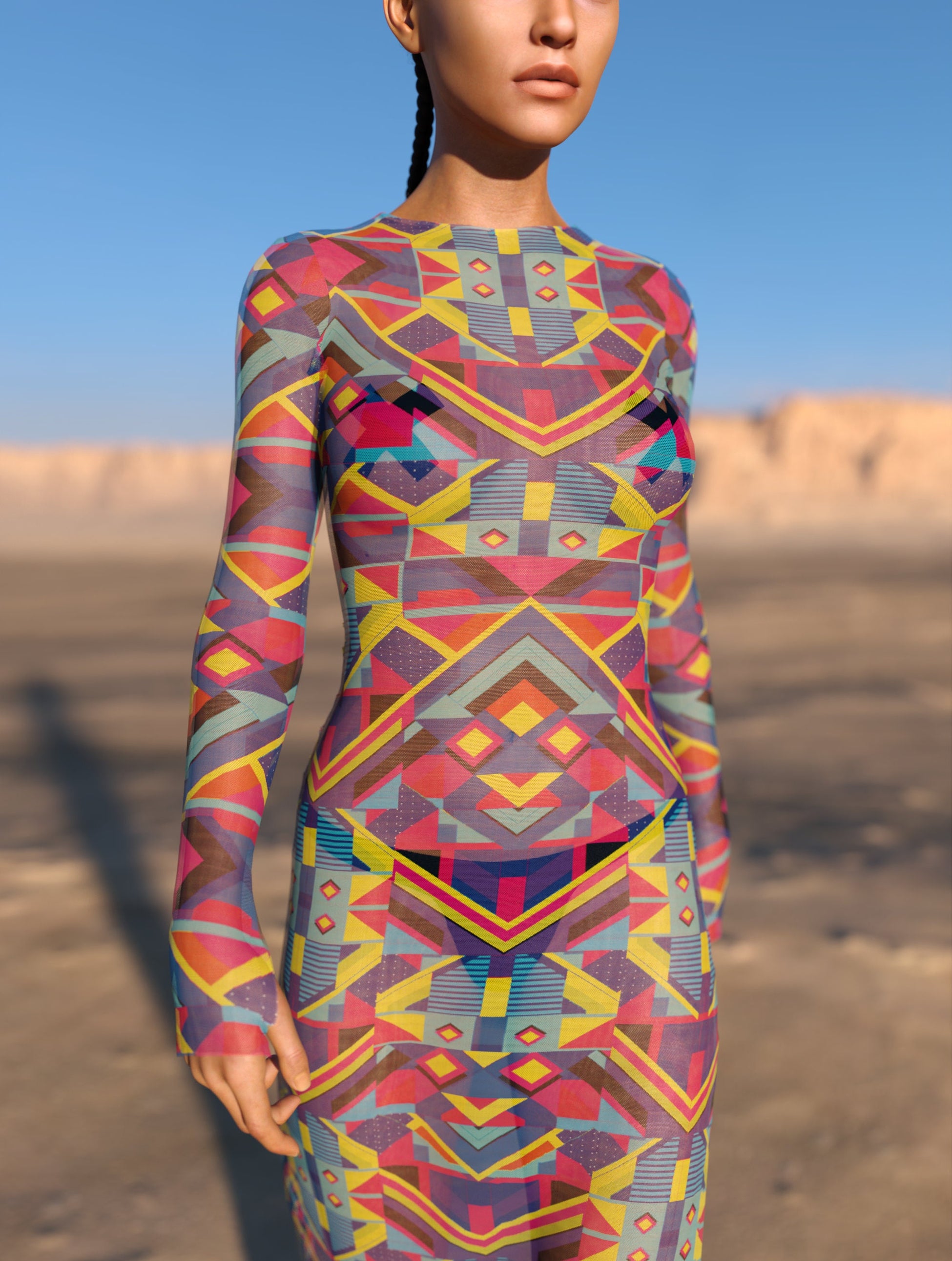 Tesseract Mesh Single Cut Dress 1