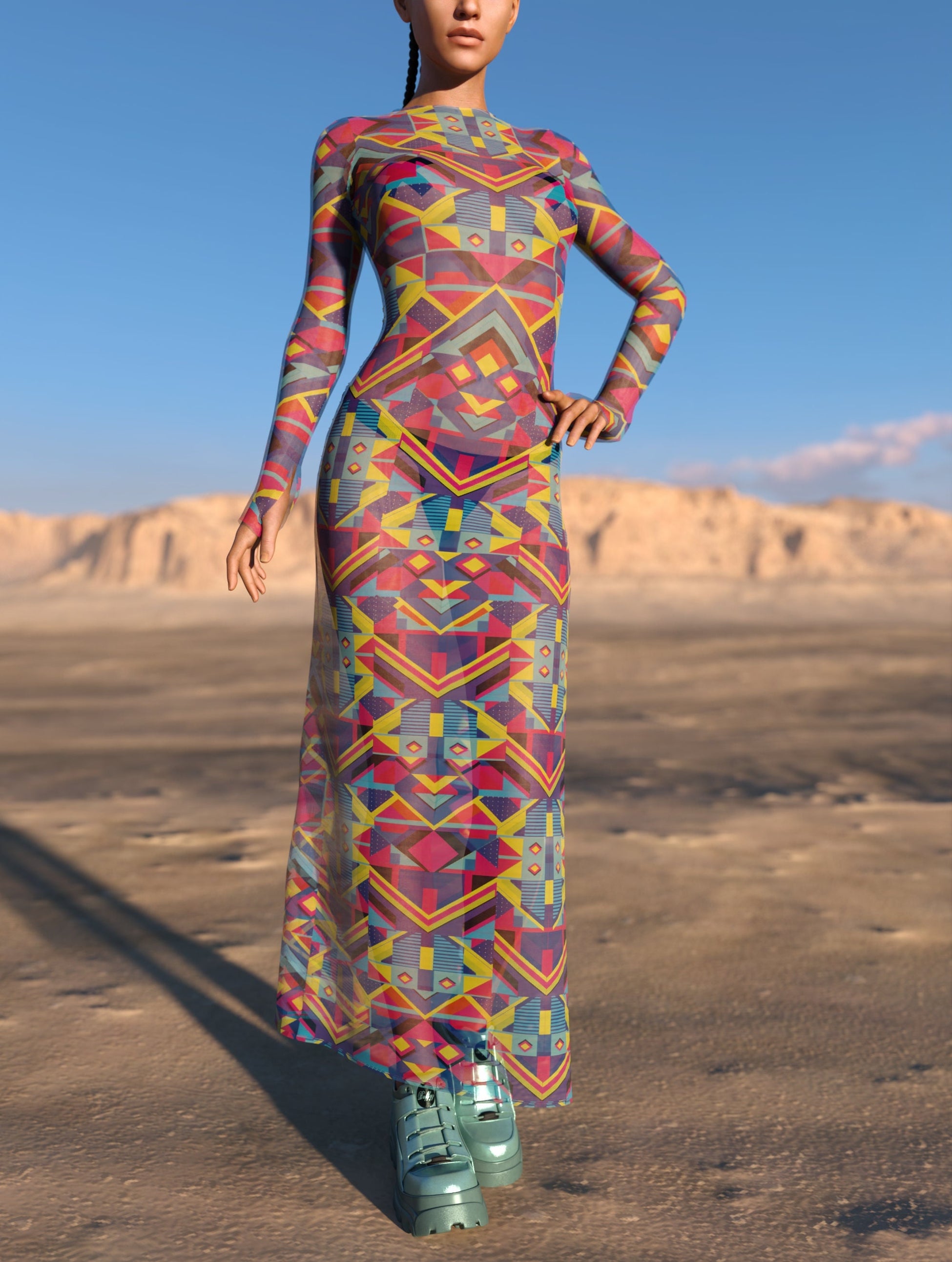 Tesseract Mesh Single Cut Dress 2