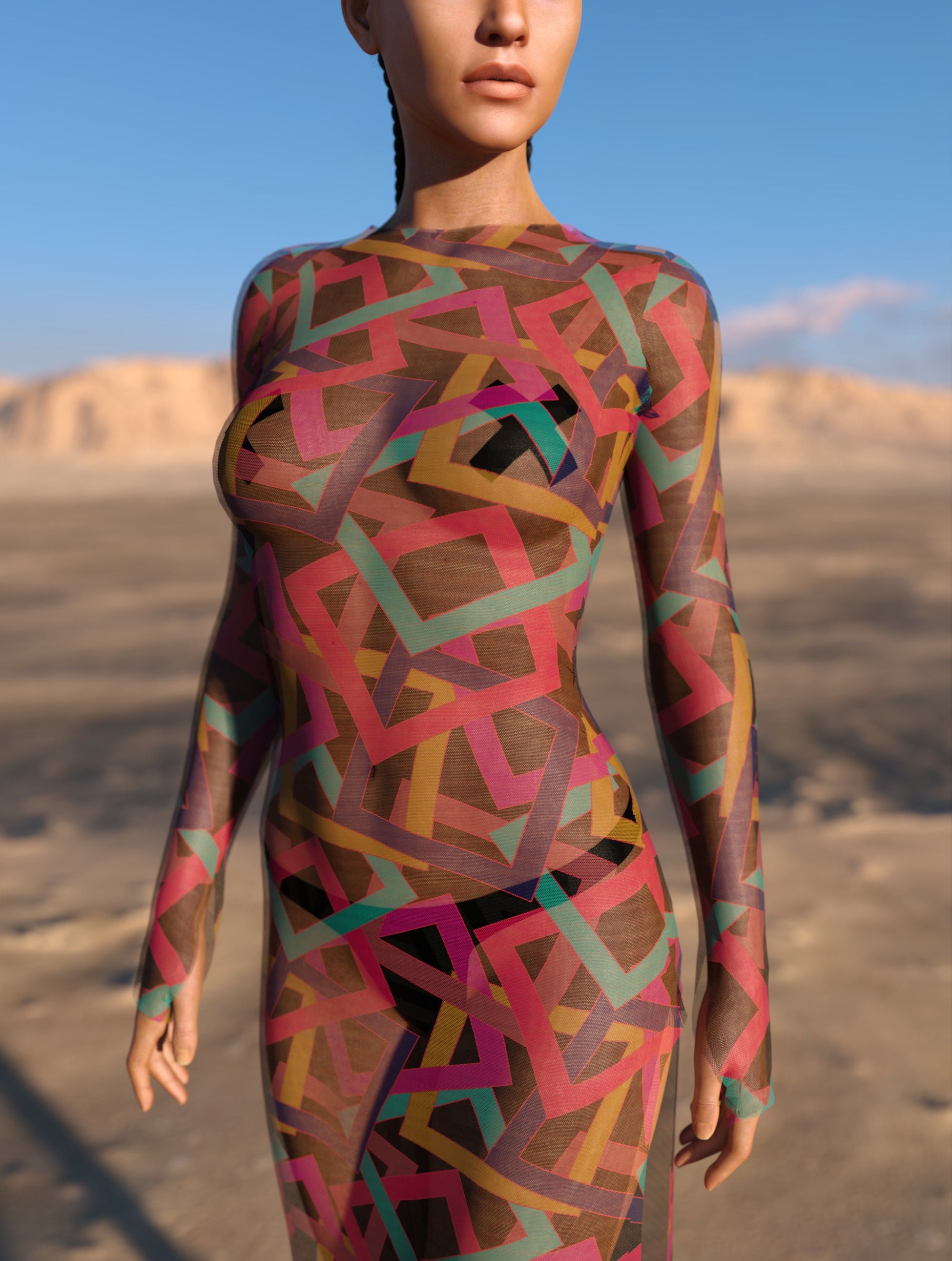Enigma Mesh Single Cut Dress 1