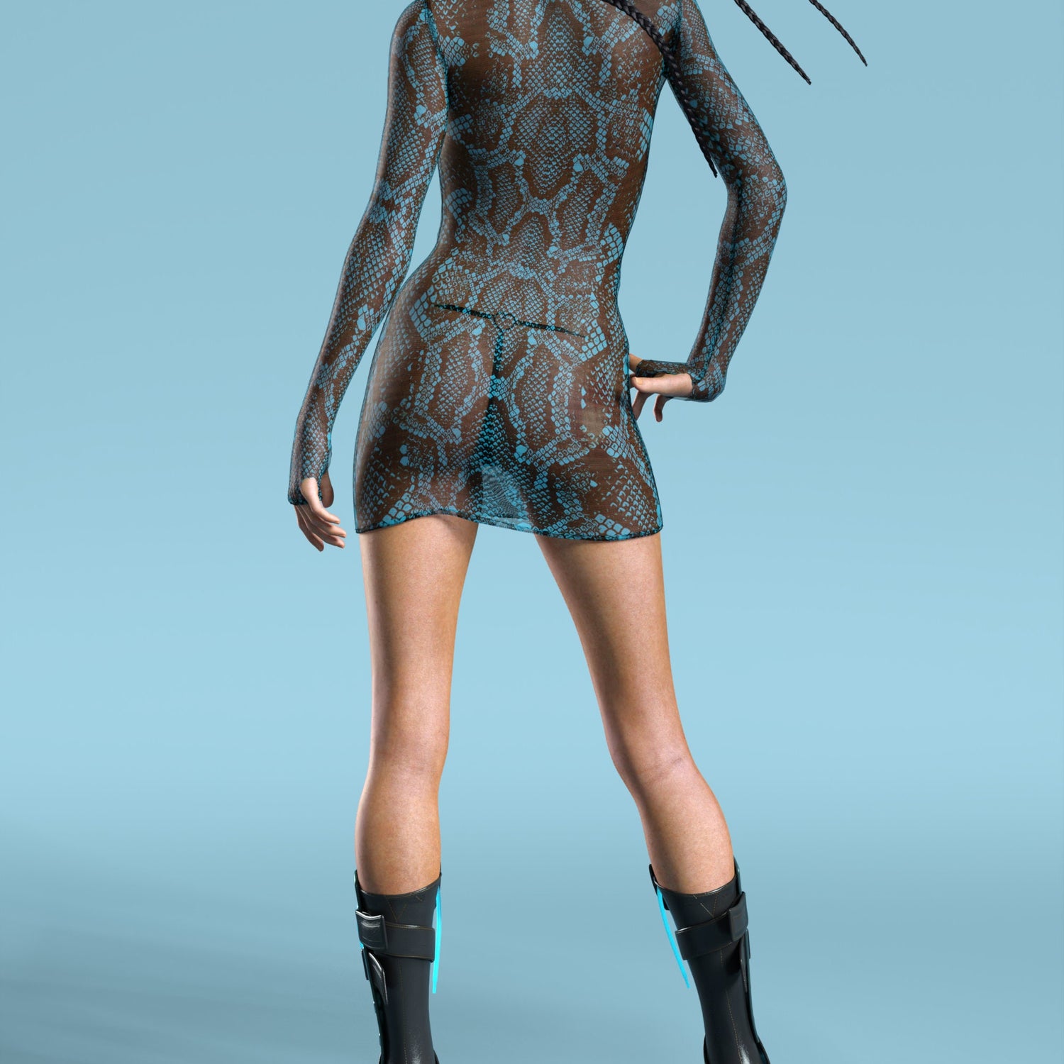 Blue Shananagans Mesh Short Dress Festival, Club
