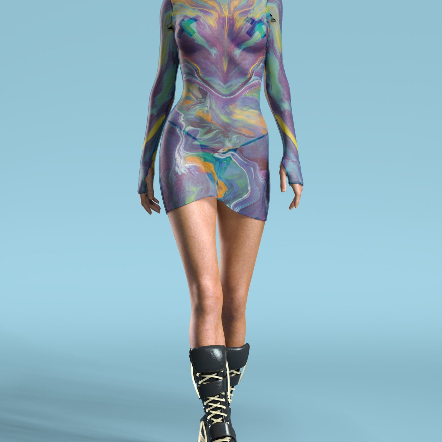 Women Folie Mesh Short Dress