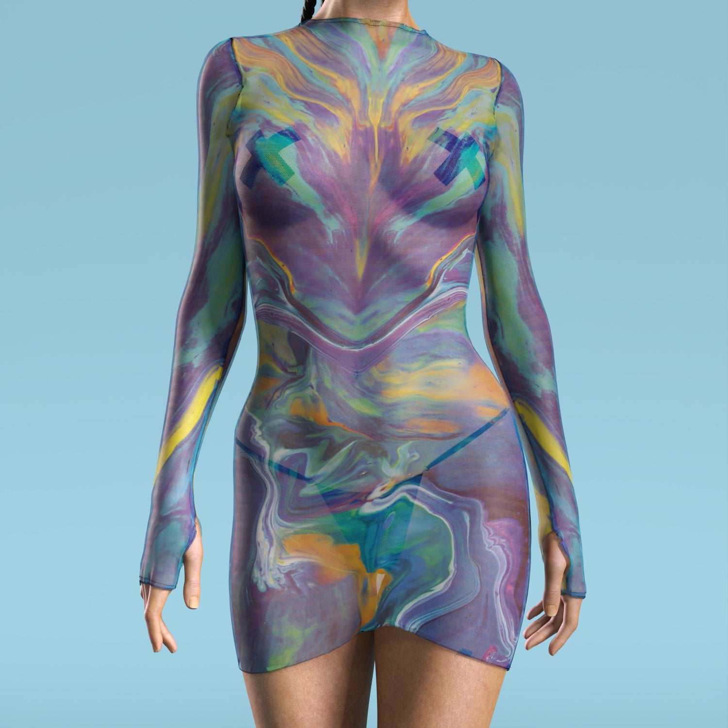 Folie Mesh Short Dress Mesh