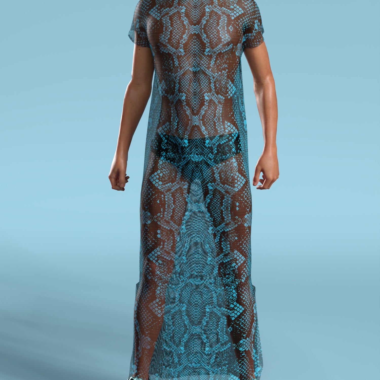 Men Blue Shananagans Mesh Male Dust Collar Dress