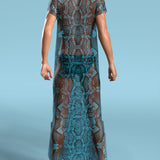 Blue Shananagans Mesh Male Dust Collar Dress