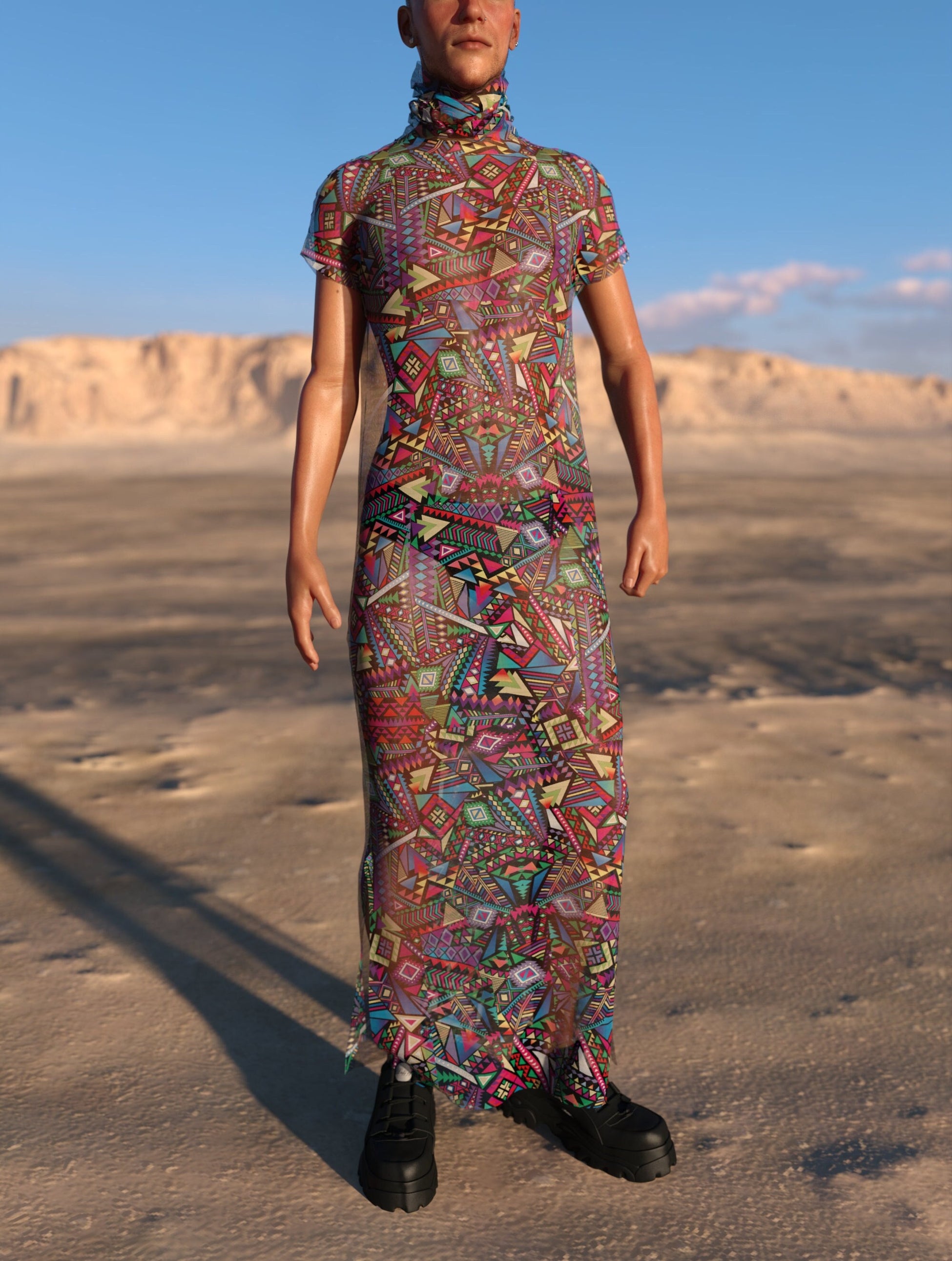 Pandemonium Mesh Male Dust Collar Dress 2