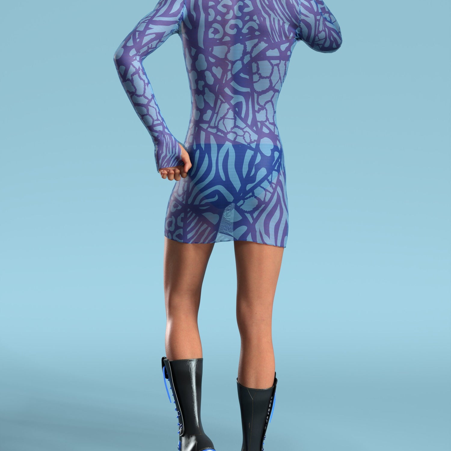Blue Wilderness Mesh Male Short Dress Festival