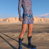 Blue Wilderness Mesh Male Short Dress