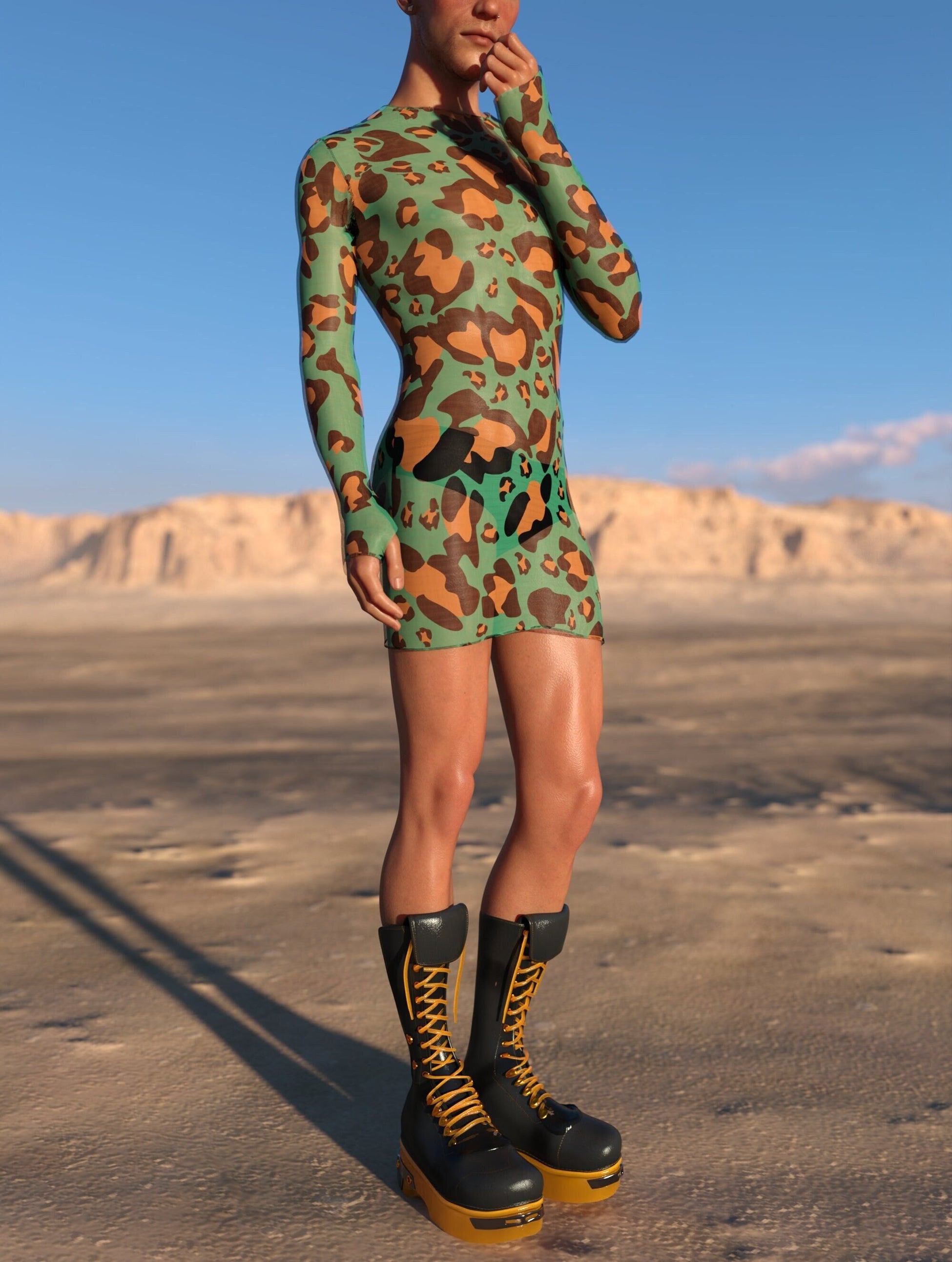 Fever Mesh Male Short Dress 2