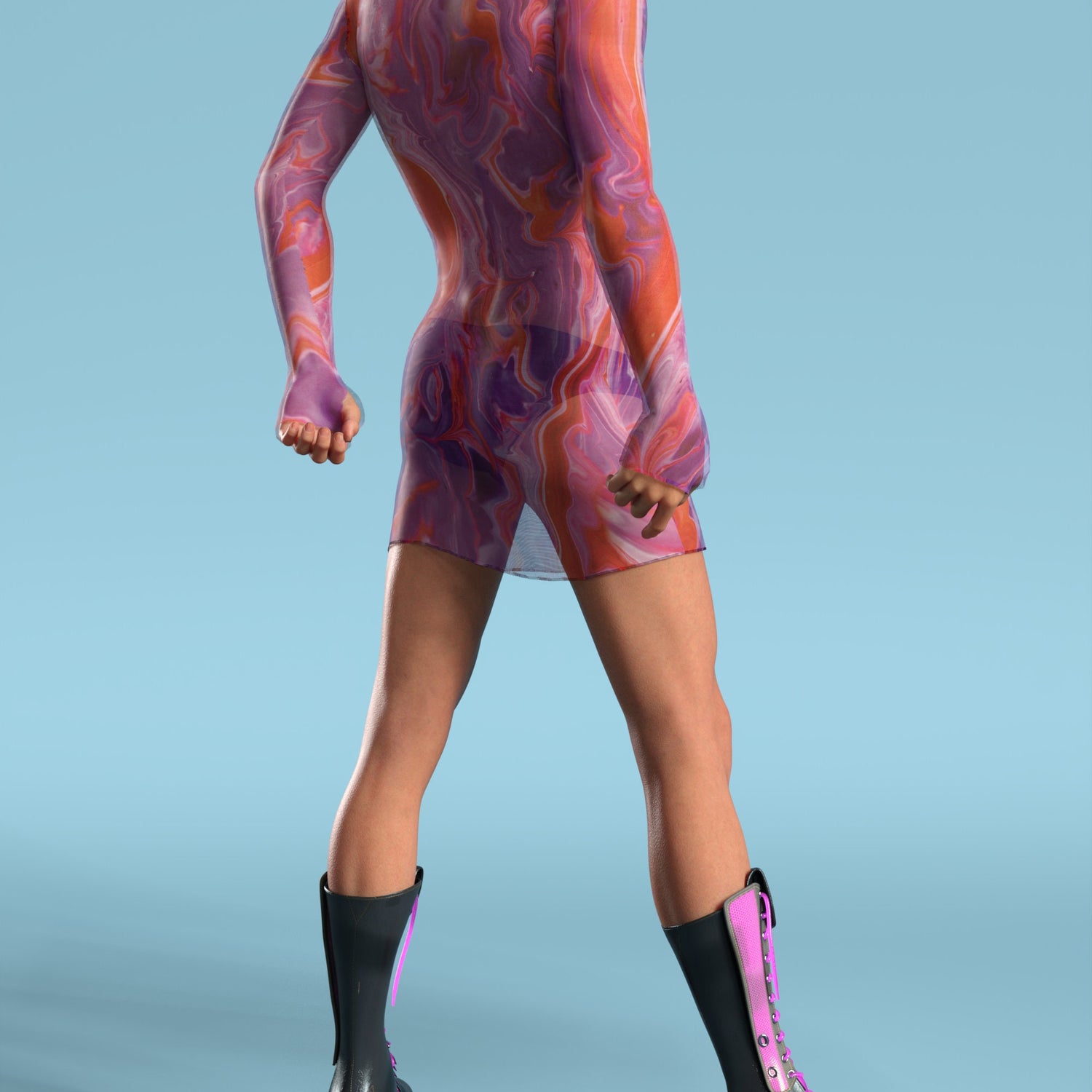 High Rise Mesh Male Short Dress Festival