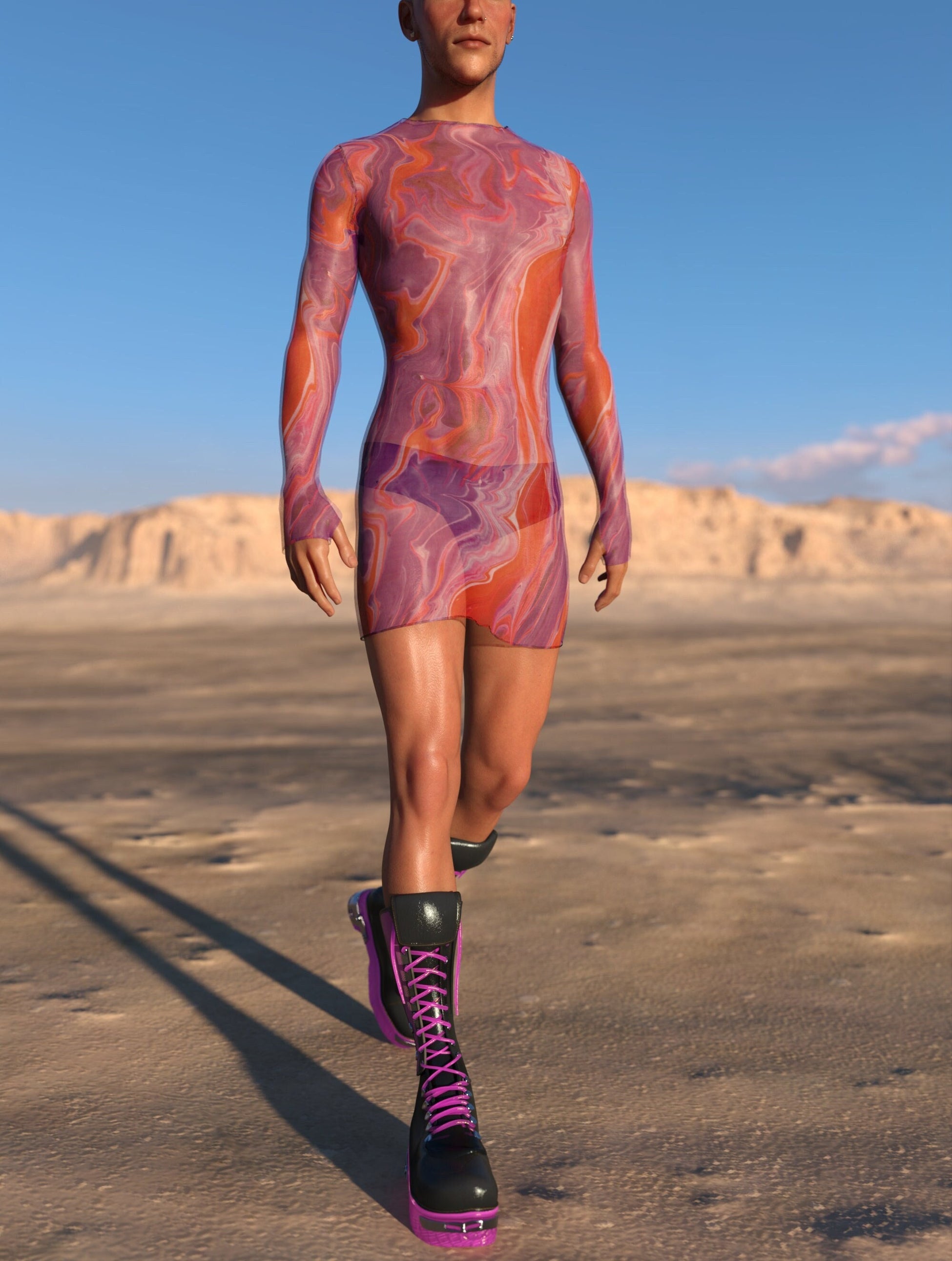 High Rise Mesh Male Short Dress 2