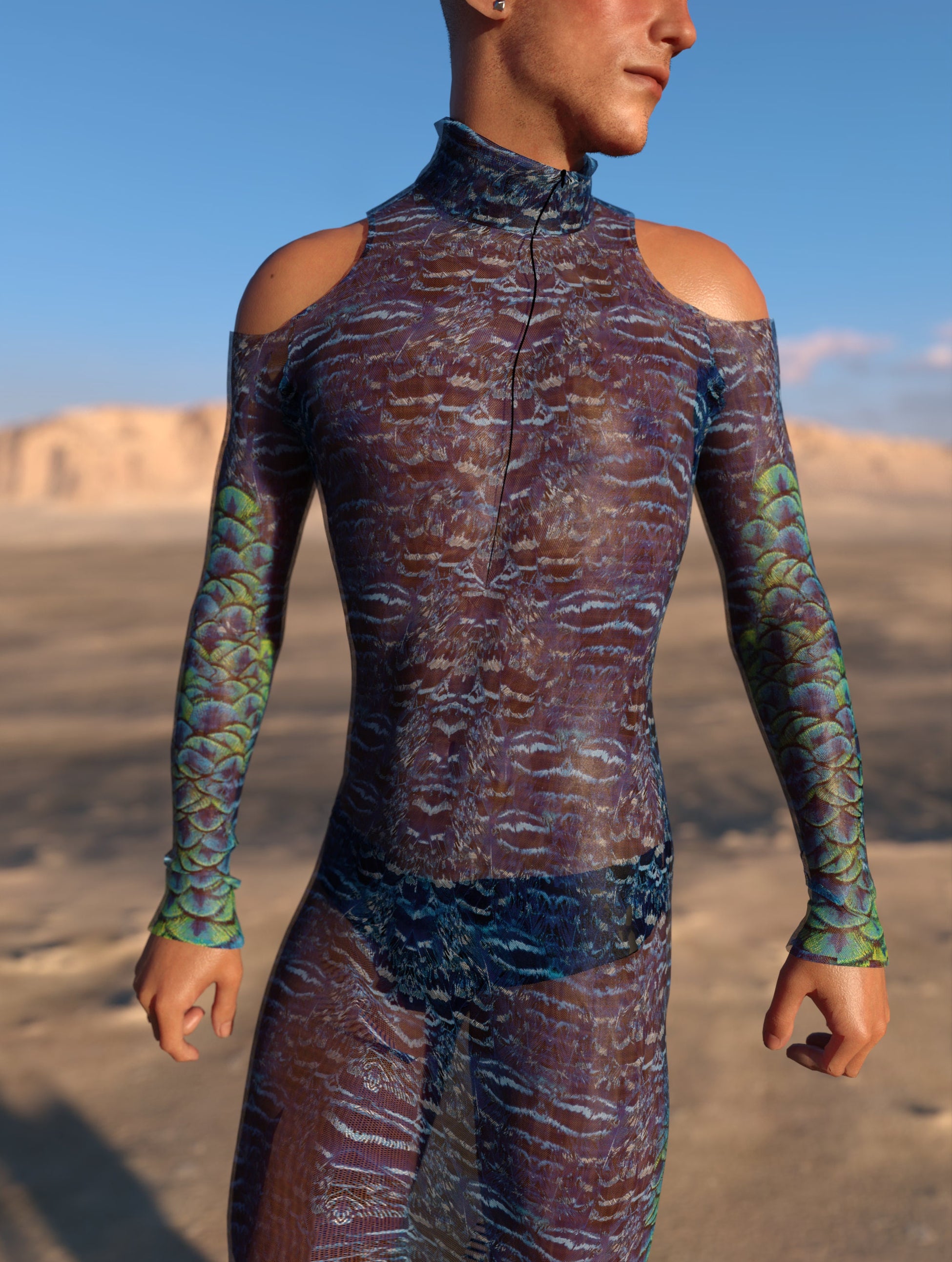 Peekok Mesh Male Bare Shoulder Dress 1