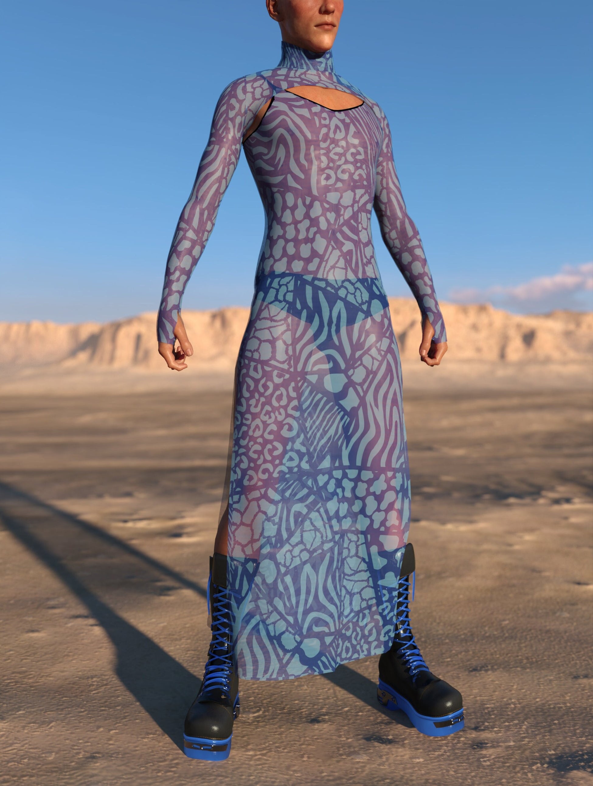 Blue Wilderness Mesh Male Shrug Dress 2
