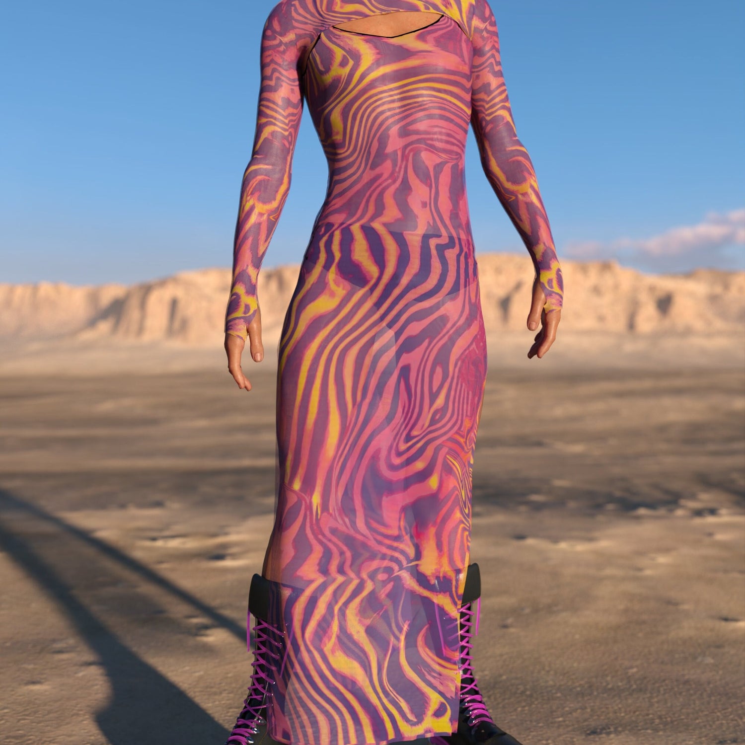 Amant Mesh Male Shrug Dress Pink