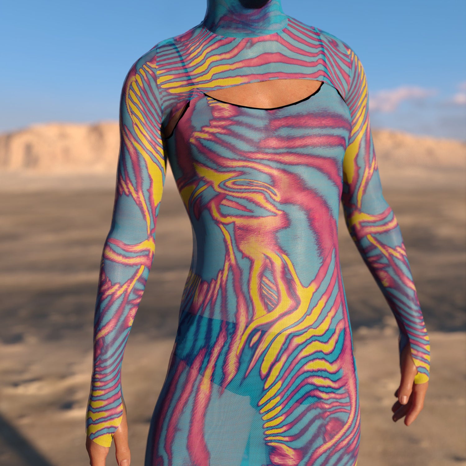 Tempest Mesh Male Shrug Dress