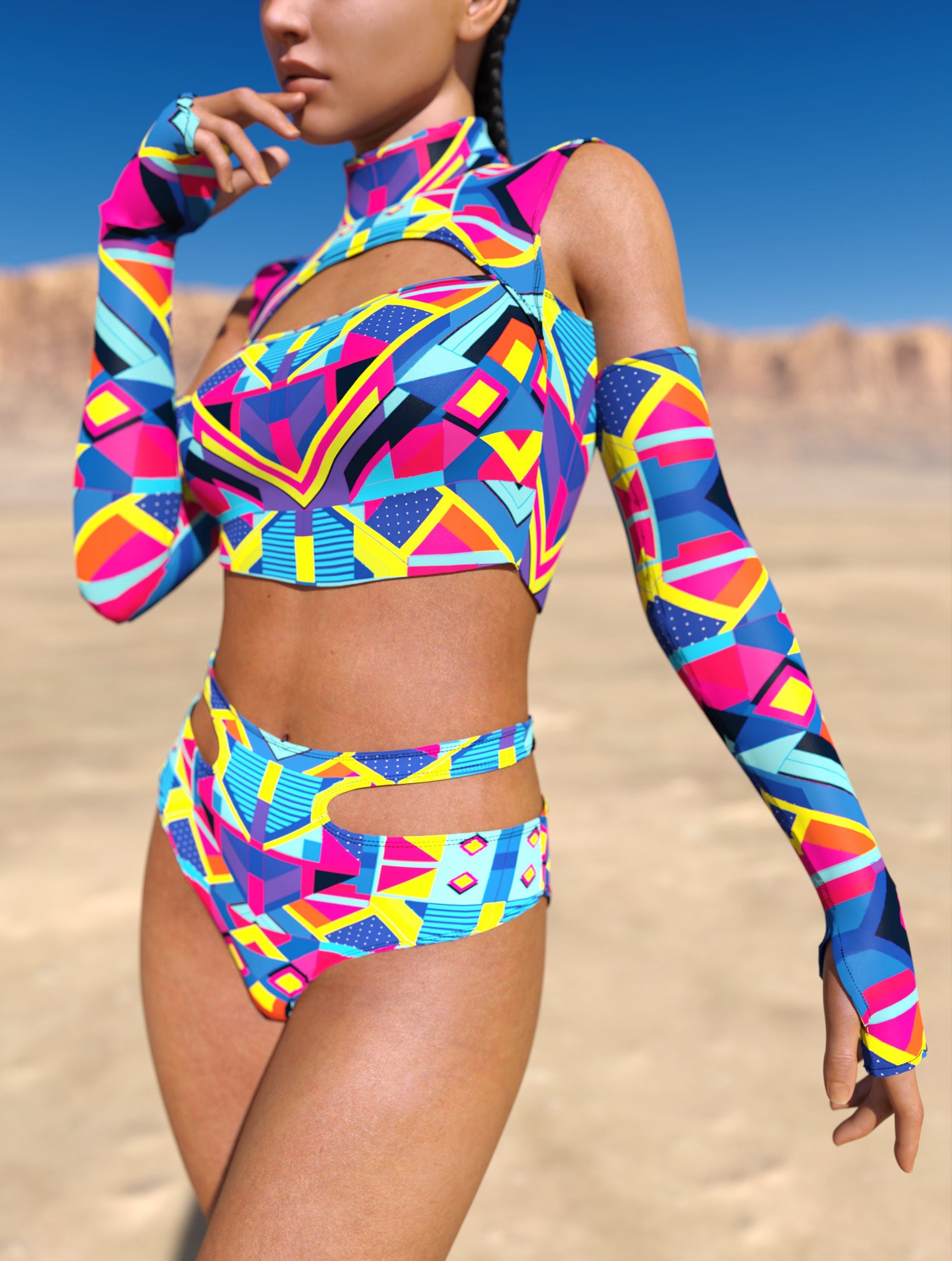 Tesseract Cutout Rave Shorts 1