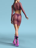 Zebrine Skin Pink Mesh Basic Skirt Set