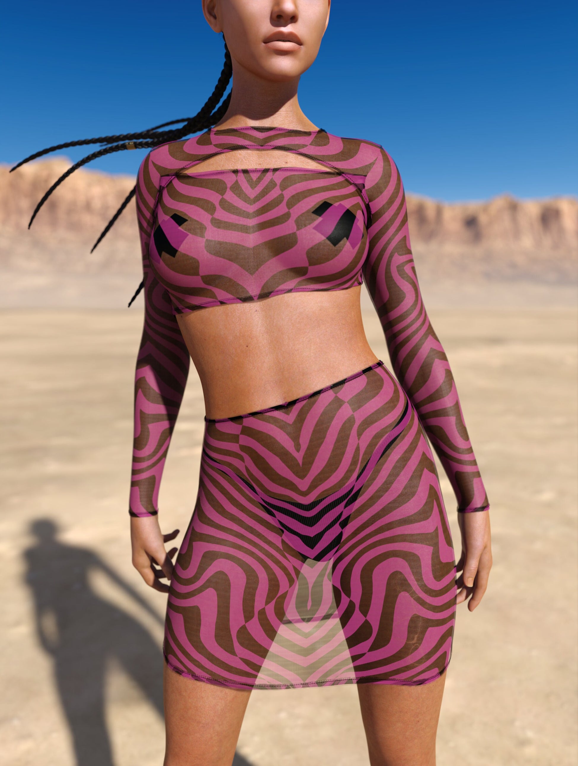 Zebrine Skin Pink Mesh Basic Skirt 1
