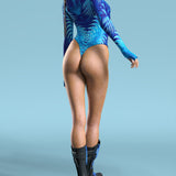 Agresly Blue Open-Heart Leotard