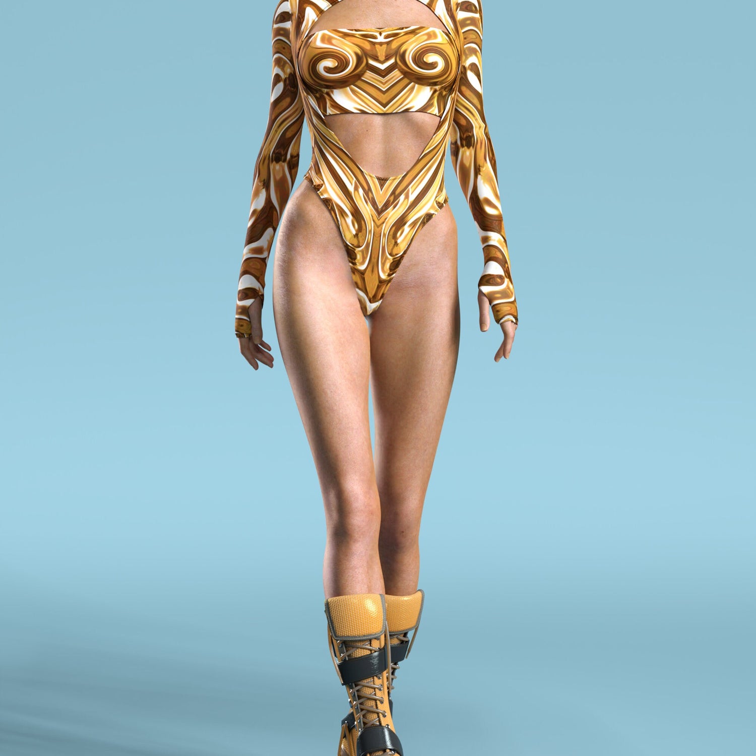 Mecha Vortex Gold Open-Heart Leotard Club