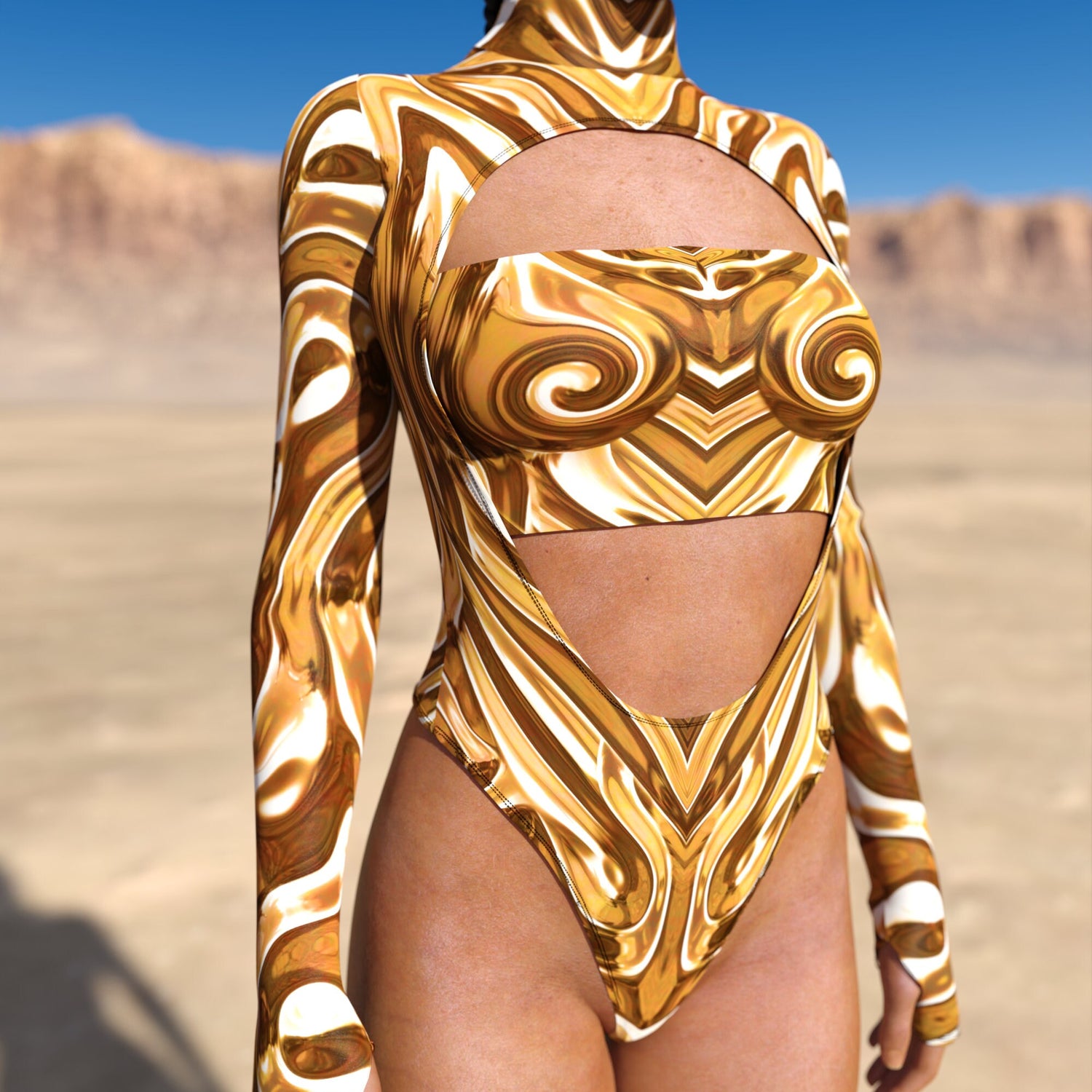 Mecha Vortex Gold Open-Heart Leotard