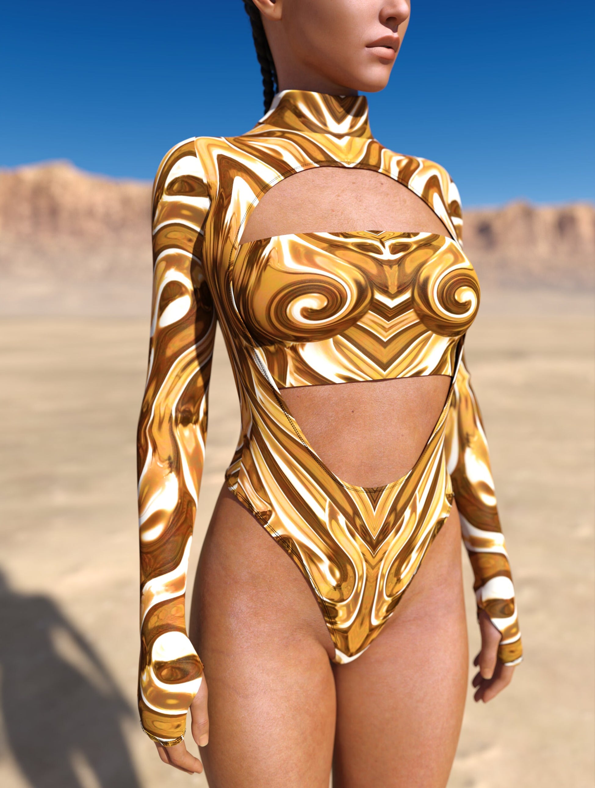 Mecha Vortex Gold Open-Heart Leotard 1