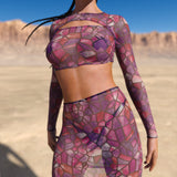 Stained Glass Pink Mesh Basic Skirt