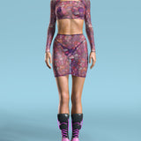 Stained Glass Pink Mesh Basic Skirt Set