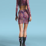 Stained Glass Pink Mesh Basic Skirt Set