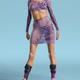Agresly Purple Mesh Basic Skirt