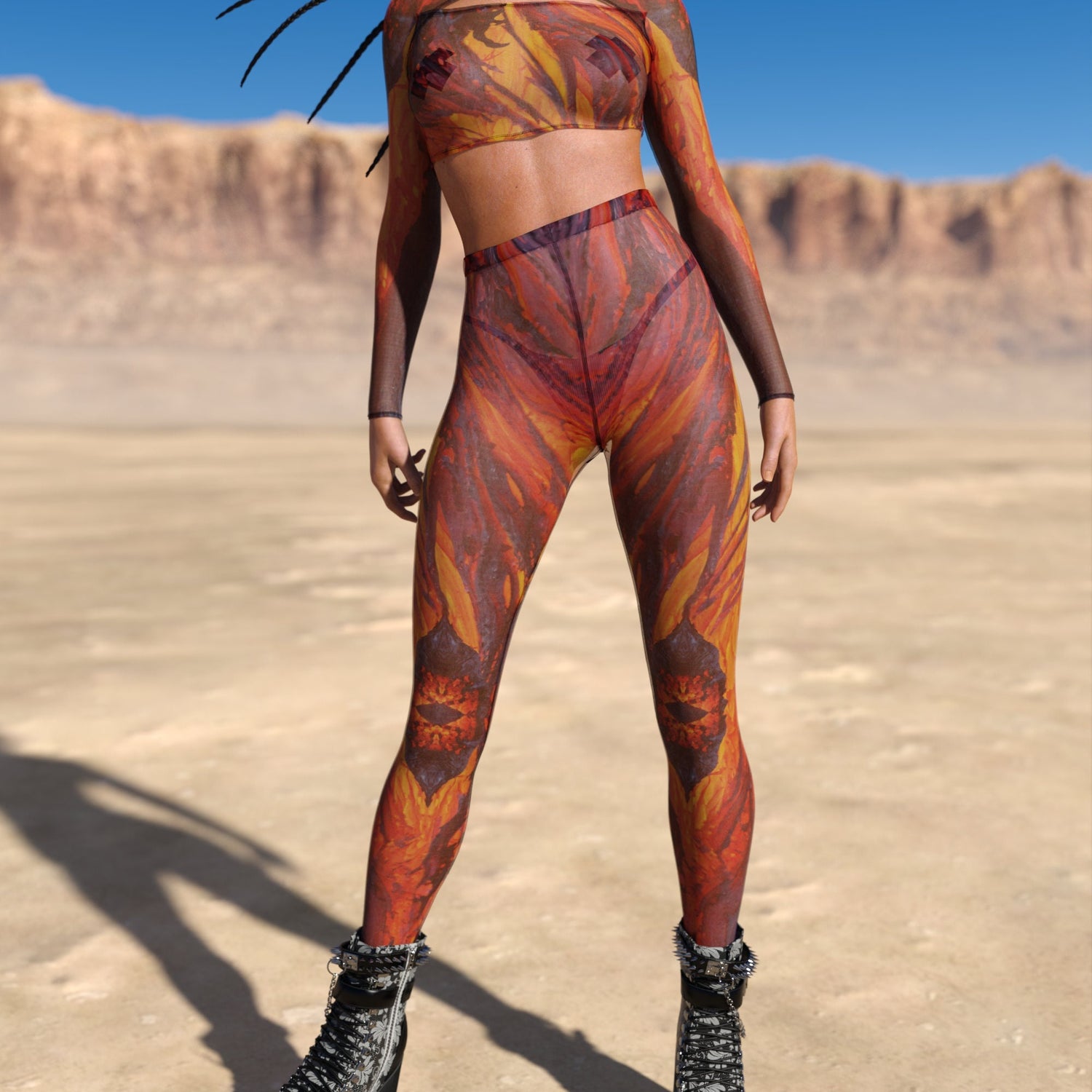 Phoenix Mesh Cutout  Top Red, Orange