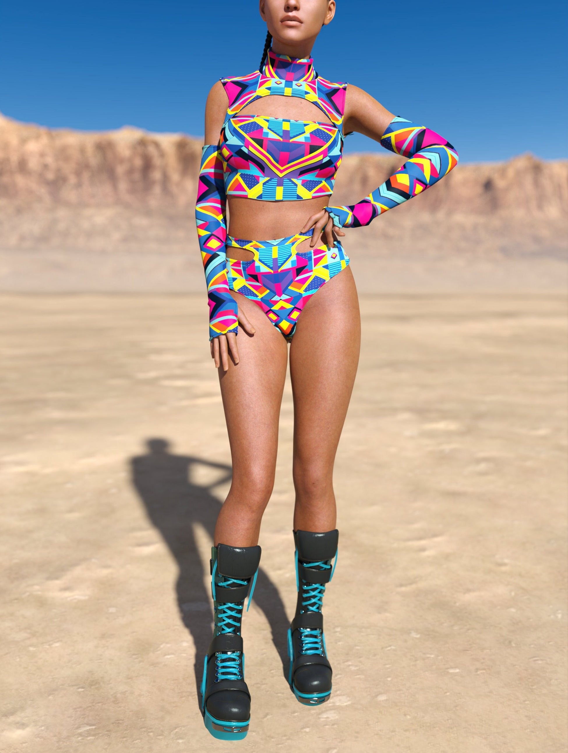 Tesseract Cutout Rave Shorts 2