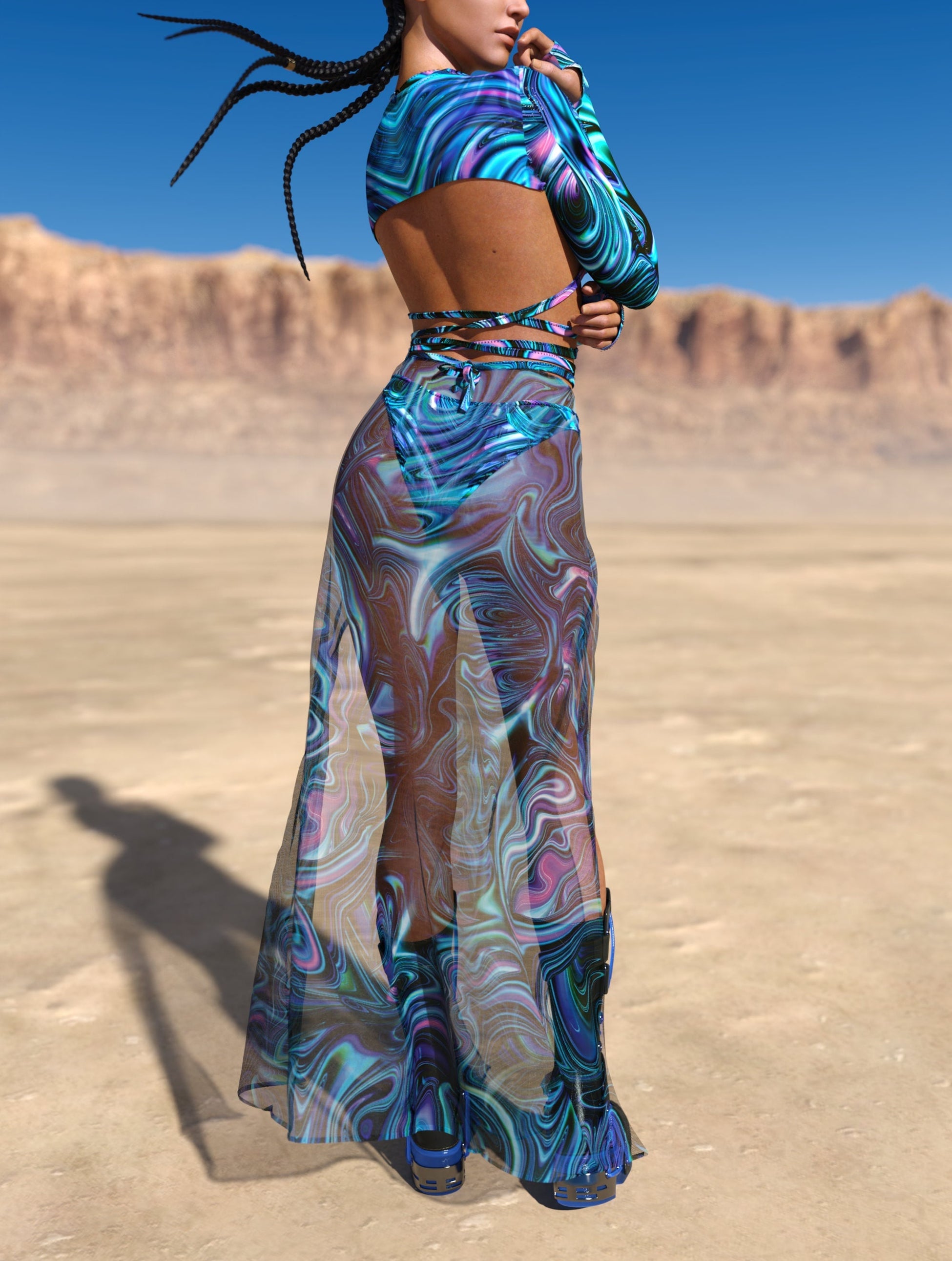 Frost Thing Mesh Duster Skirt 1