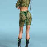 Zebrine Skin Green Mesh Basic Skirt