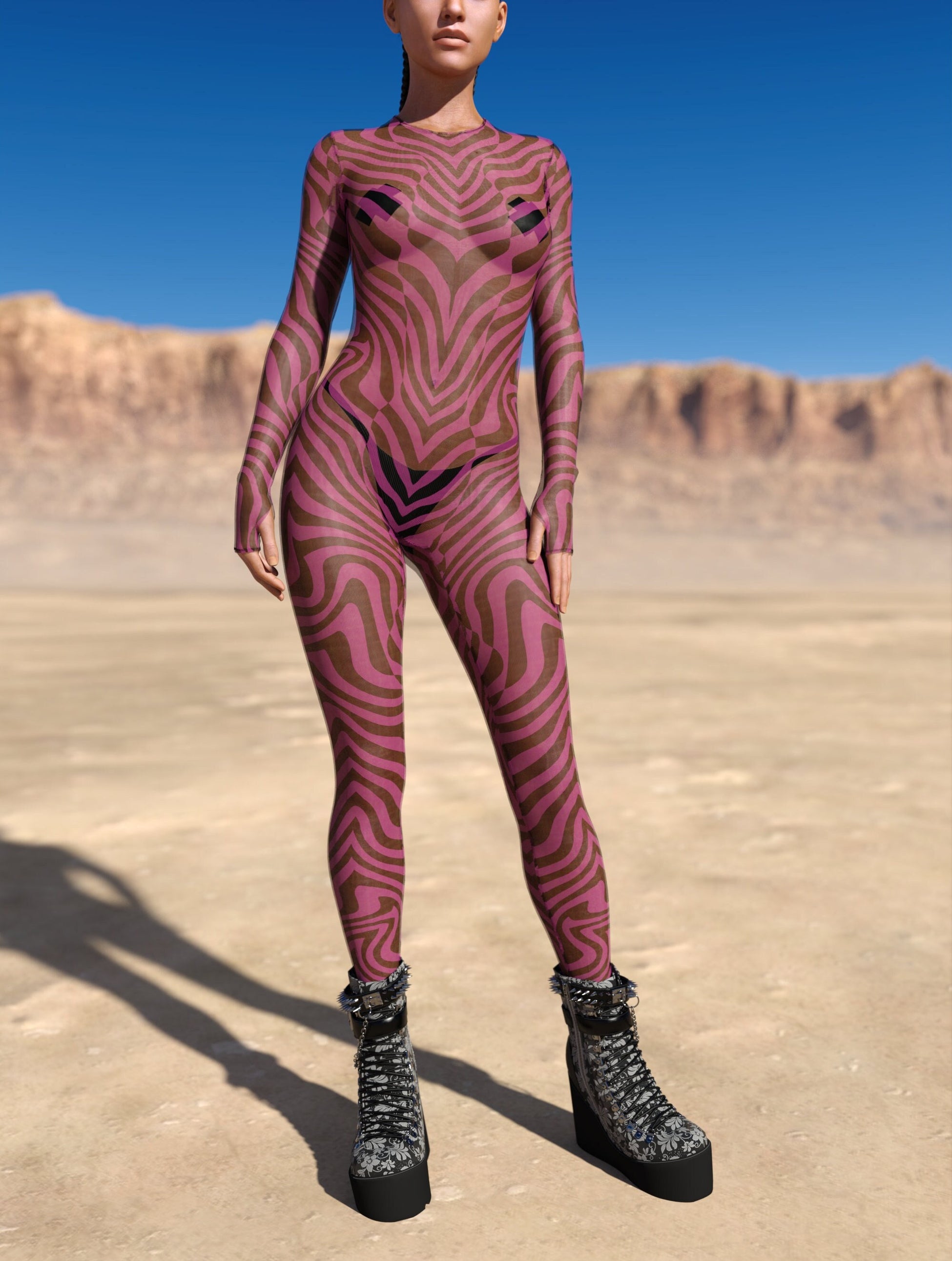 Zebrine Skin Pink Mesh Costume 2