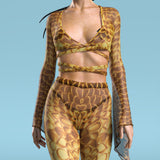 Aurum Mesh Bell Bottom Pants