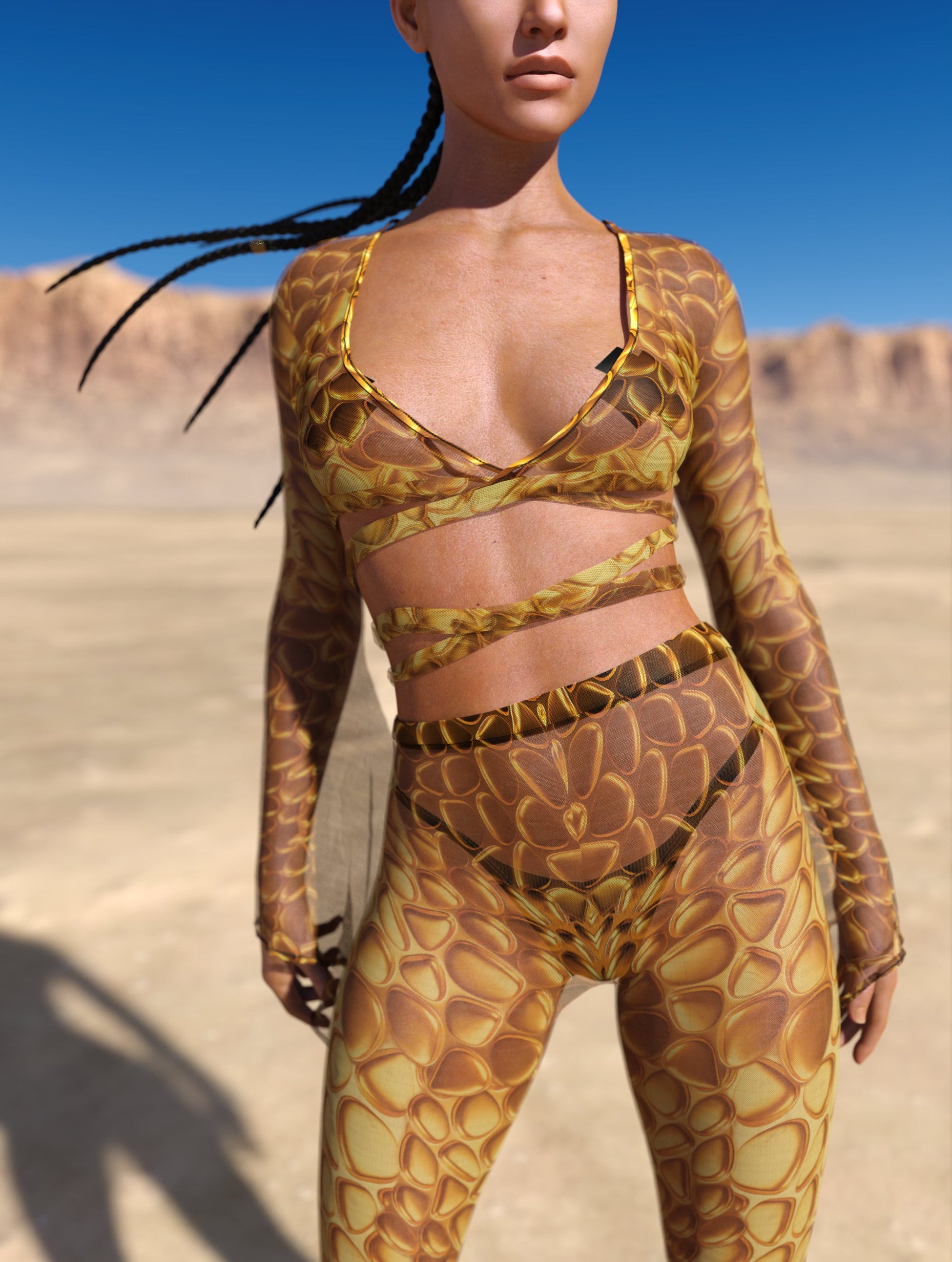 Aurum Mesh Bell Bottom Pants 1