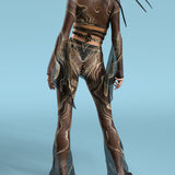 Extasis Mesh Bell Bottom Pants