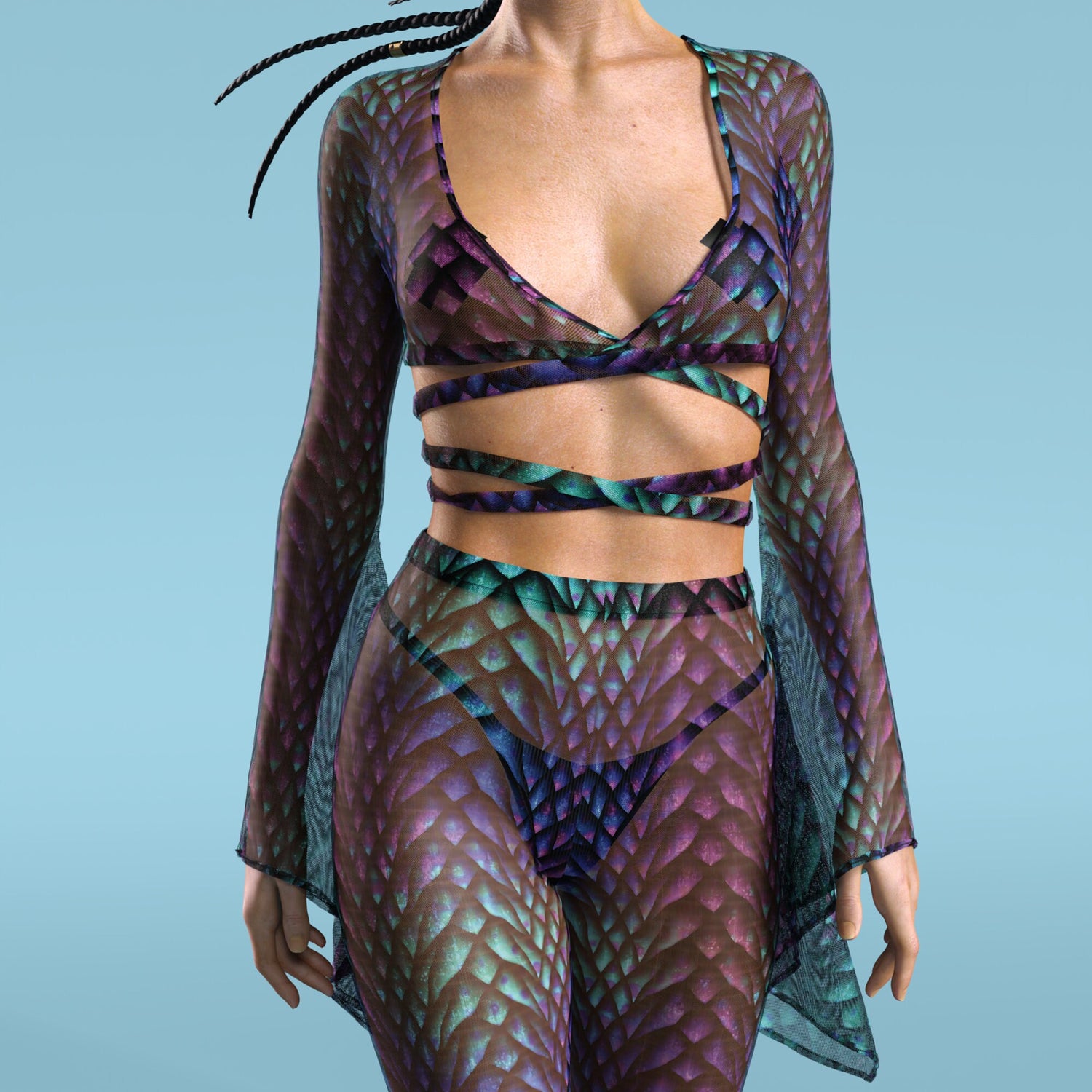 Women Gorgona Mesh Strappy Set