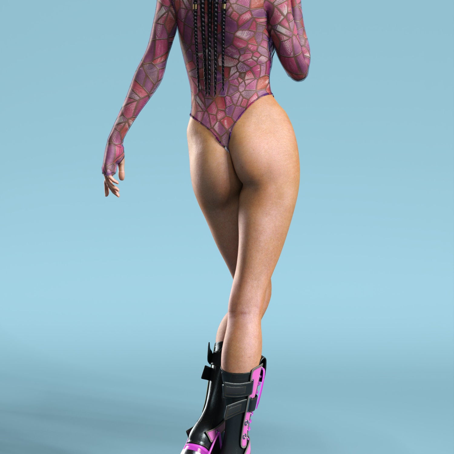 Stained Glass Pink Mesh Open-Heart Leotard Mesh