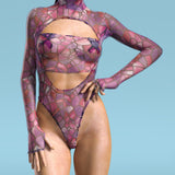 Stained Glass Pink Mesh Open-Heart Leotard
