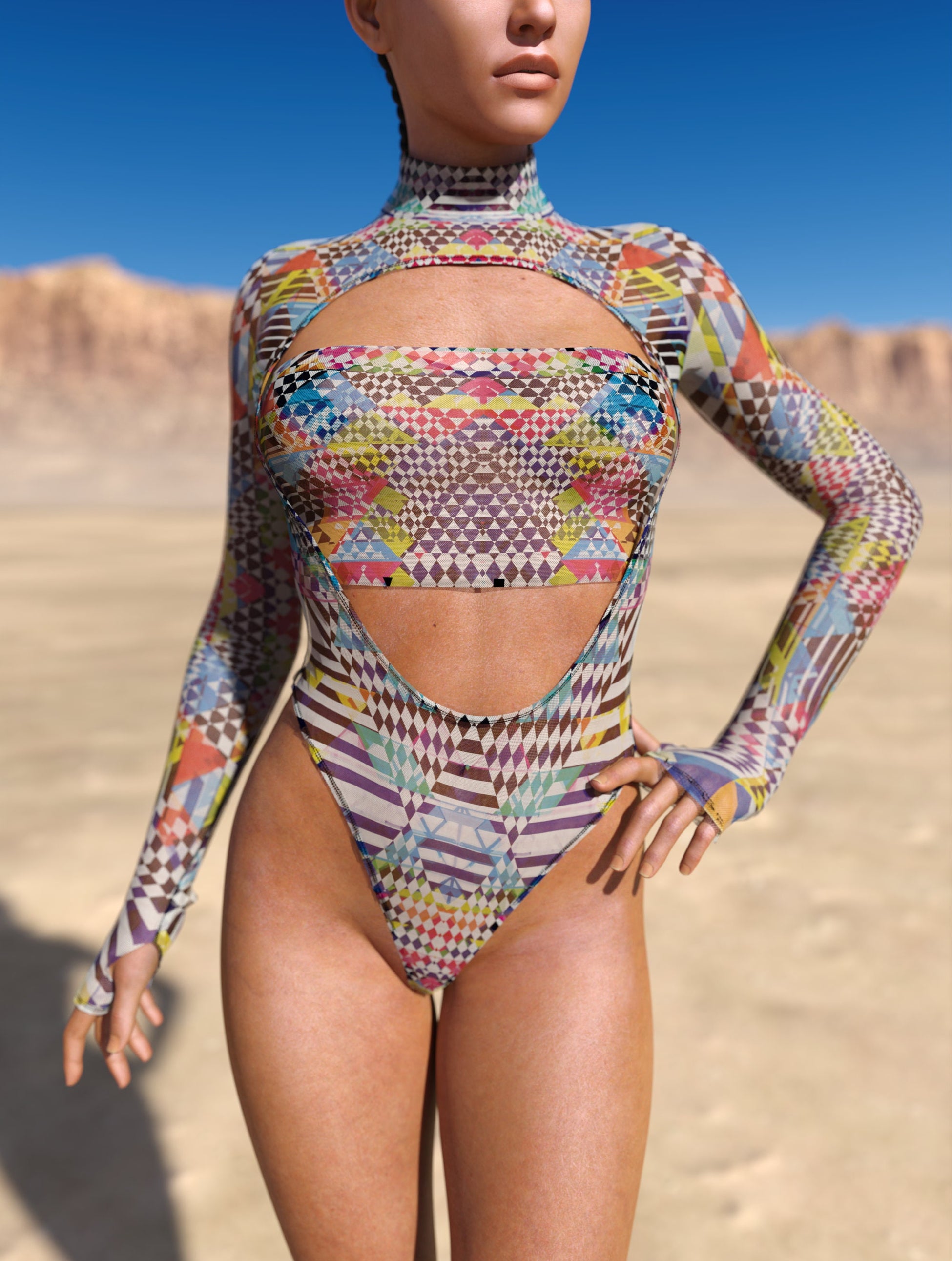 Exalted Mesh Open-Heart Leotard 1